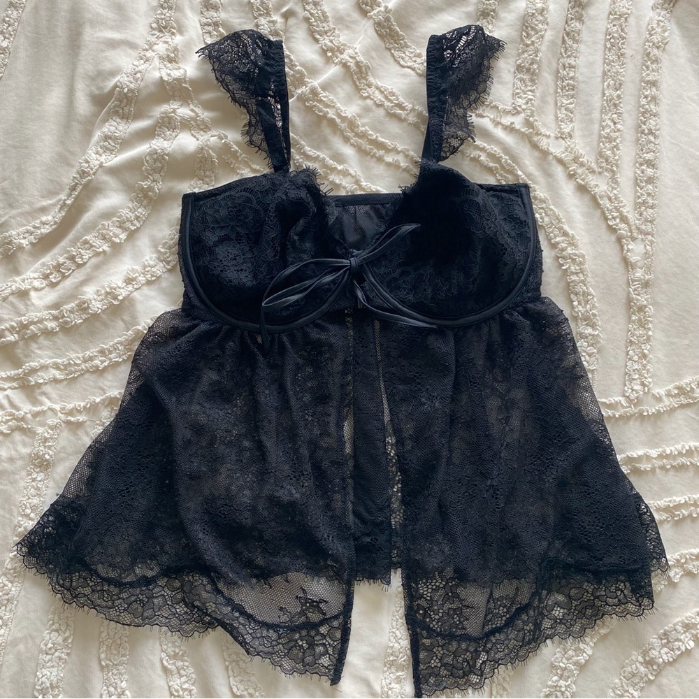 Black Lace Babydoll Chemise - Elegant Women's Lingerie